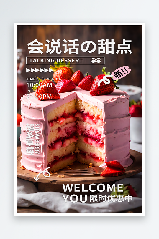 蛋糕优惠宣传摄影图海报