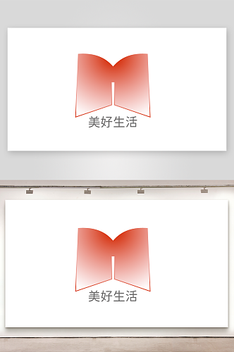 粉色渐变字母M创意logo设计