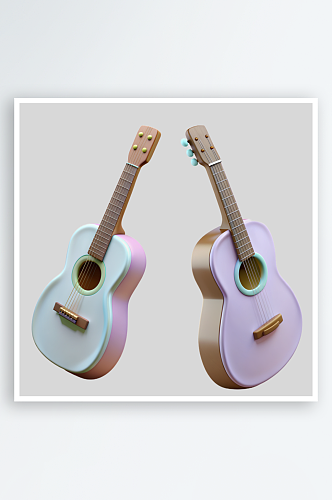 吉他免抠图立体设计小元素