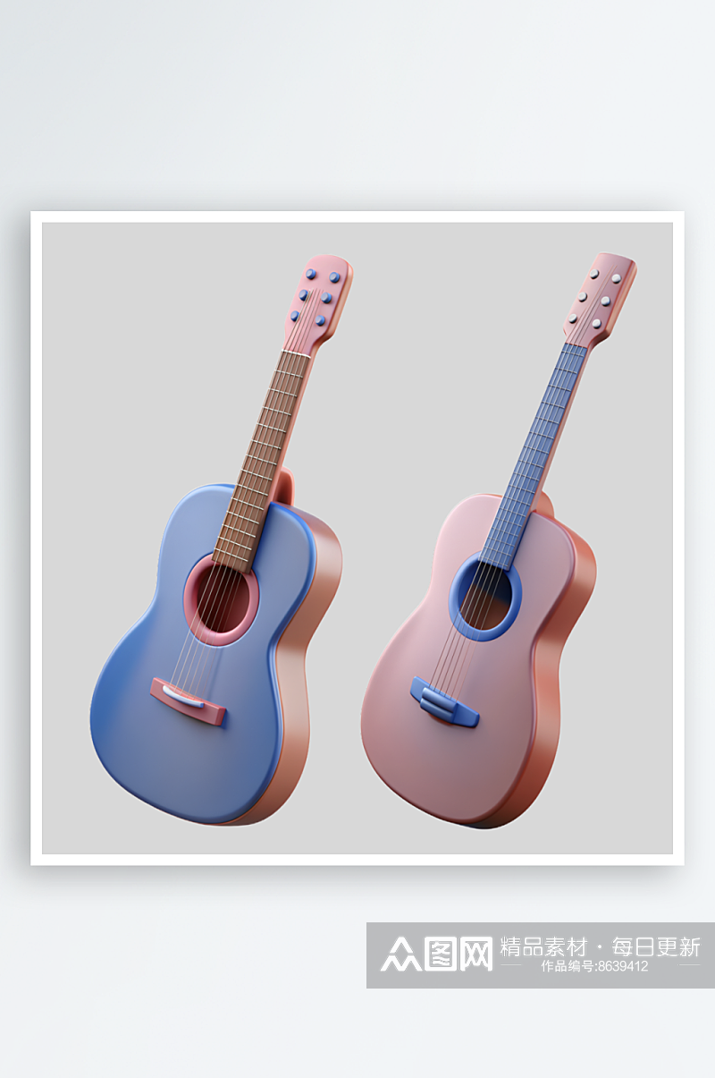 吉他免抠图立体设计小元素素材