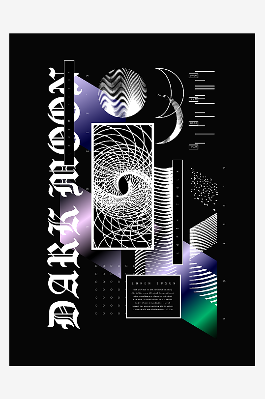 复古Y2K抽象艺术节夜店摇滚音乐封面海报