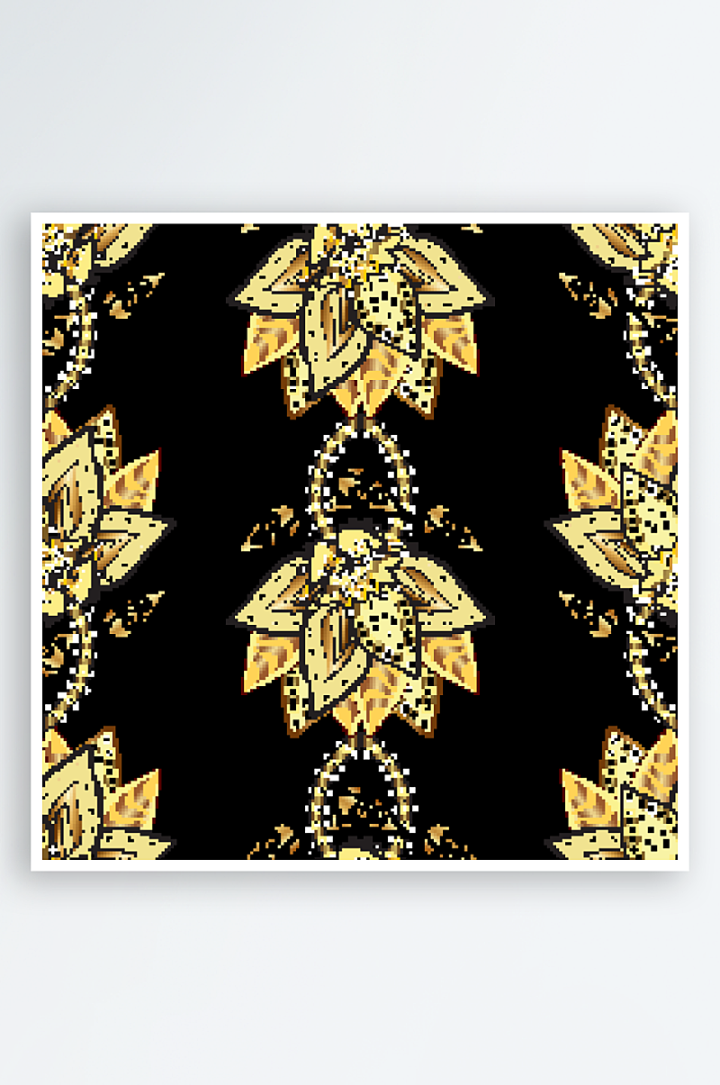 黑色烫金华丽金色花纹AI矢量背景底纹图案素材