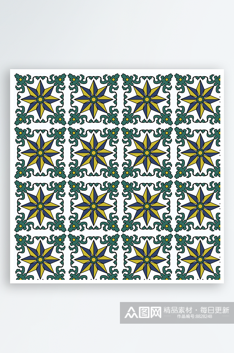 古典欧式底纹对称瓷砖矢量背景素材