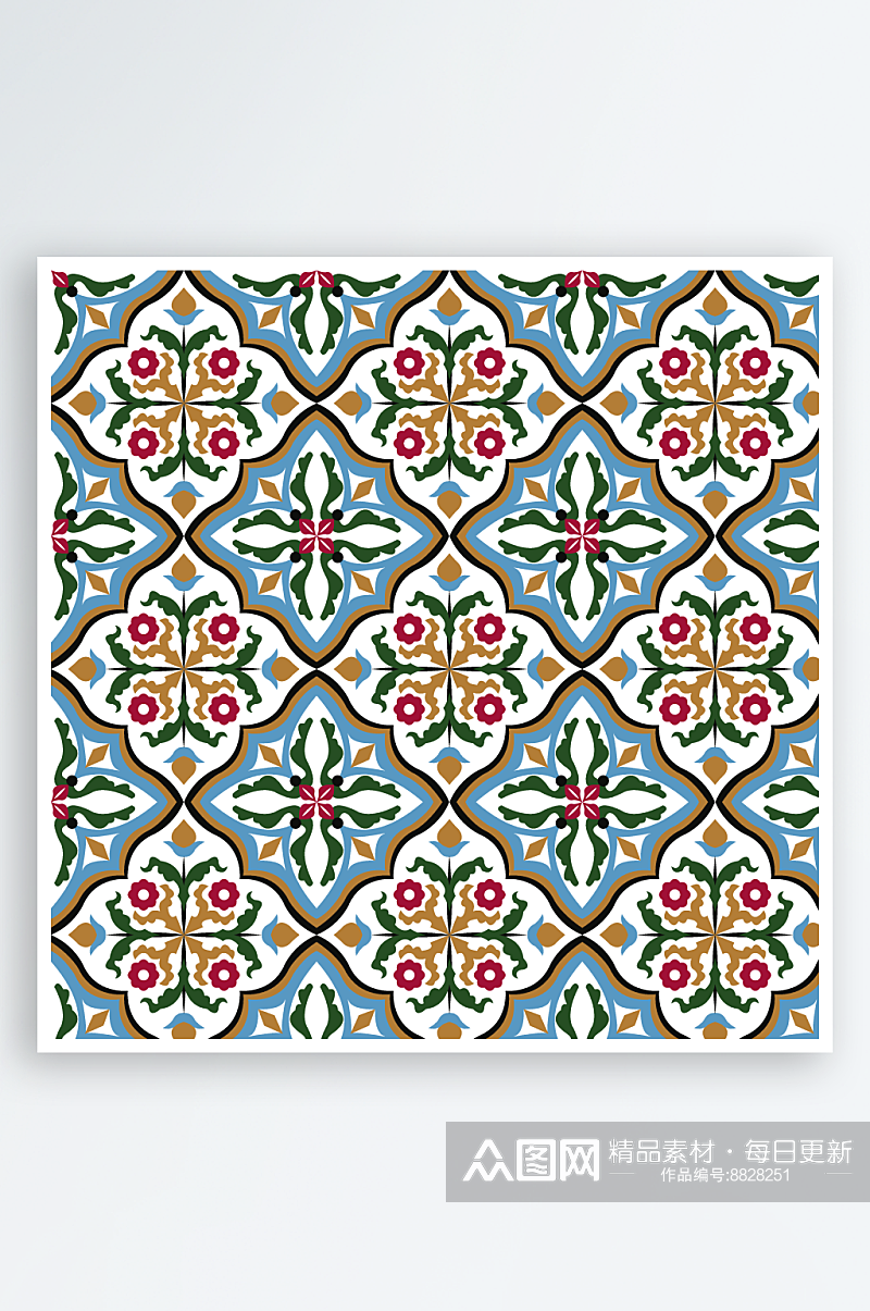 古典欧式底纹对称瓷砖矢量背景素材