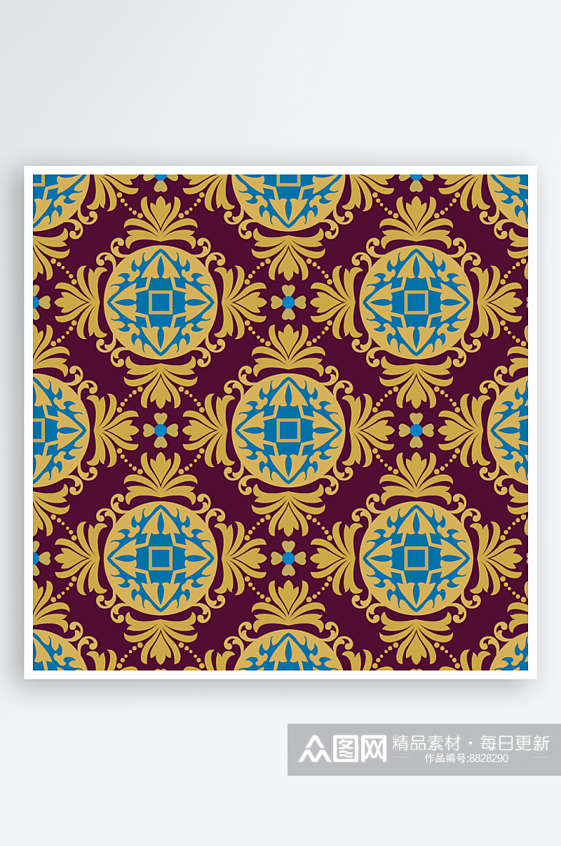 复古花纹古典欧式底纹对称瓷砖矢量背景素材