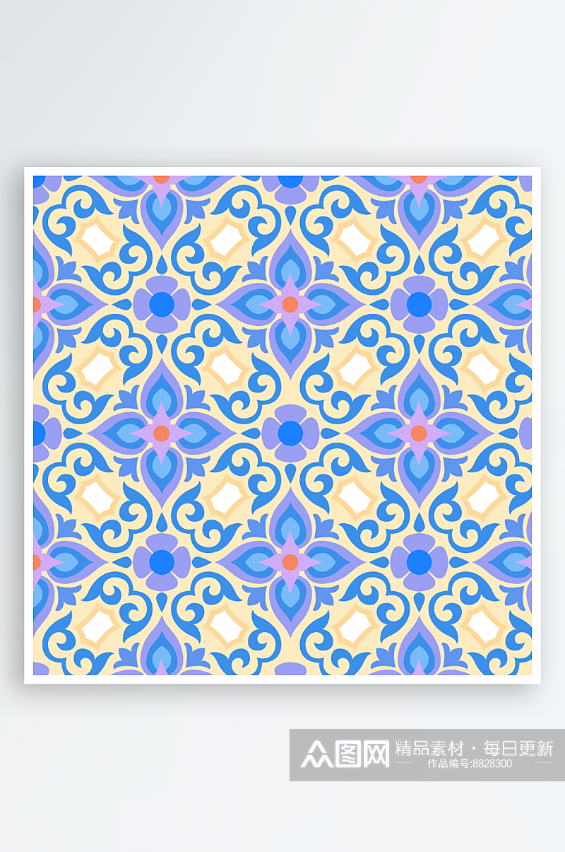 花纹古典欧式底纹对称瓷砖矢量背景素材