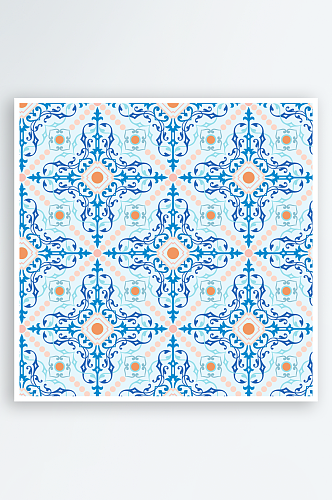 花纹古典欧式底纹对称瓷砖矢量背景