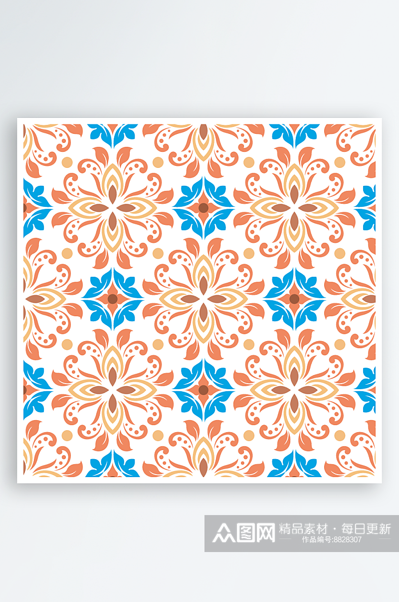 花纹古典欧式底纹对称瓷砖矢量背景素材