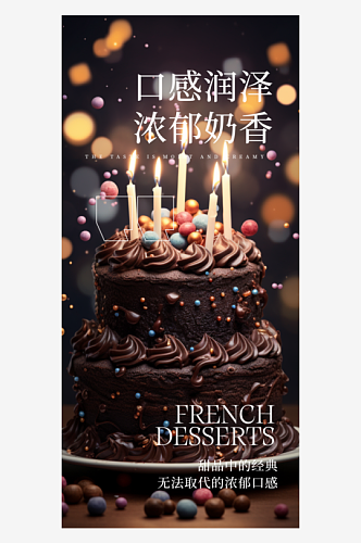 法式甜品烘焙蛋糕甜品海报