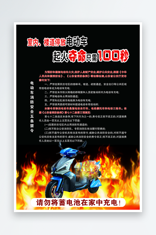 电动车防火灾安全海报