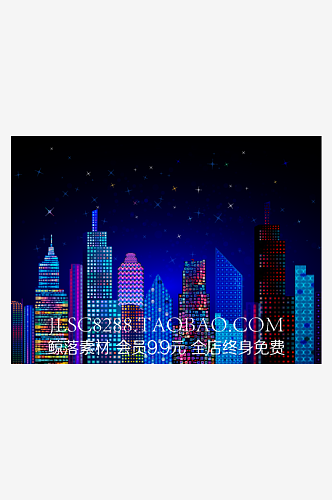 AI数字艺术未来感科技化城市夜晚背景插画