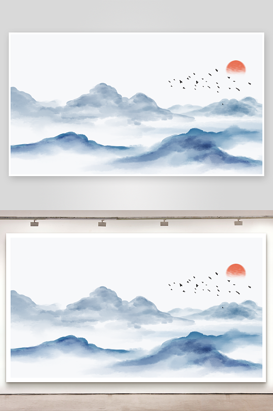中国山水水墨画背景