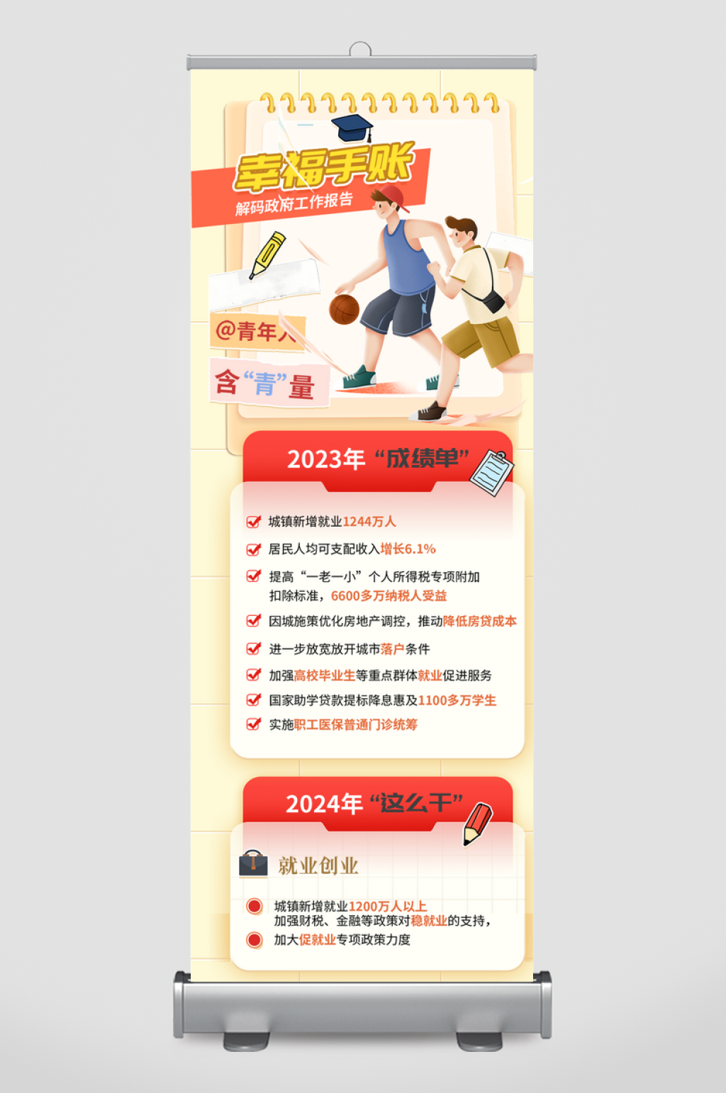 政府两会成绩单总结长海报2素材