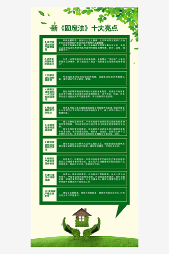 绿色清爽简约风新固废法X展架