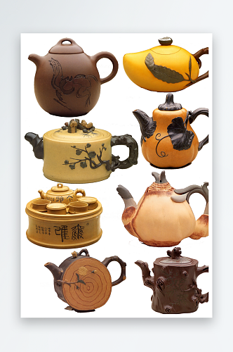 茶壶茶杯紫砂壶茶道茶叶中国风素材元素