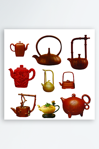 茶壶茶杯紫砂壶茶道茶叶中国风素材元素