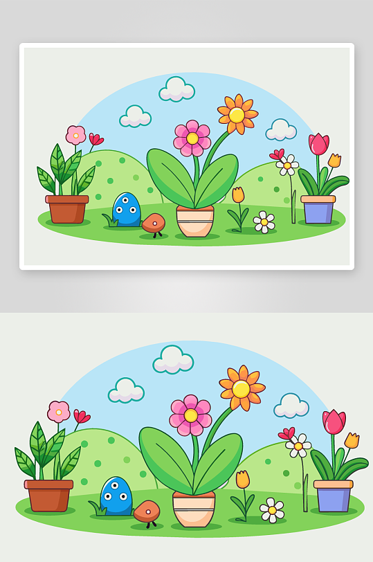 简约春天植物插画素材图背景