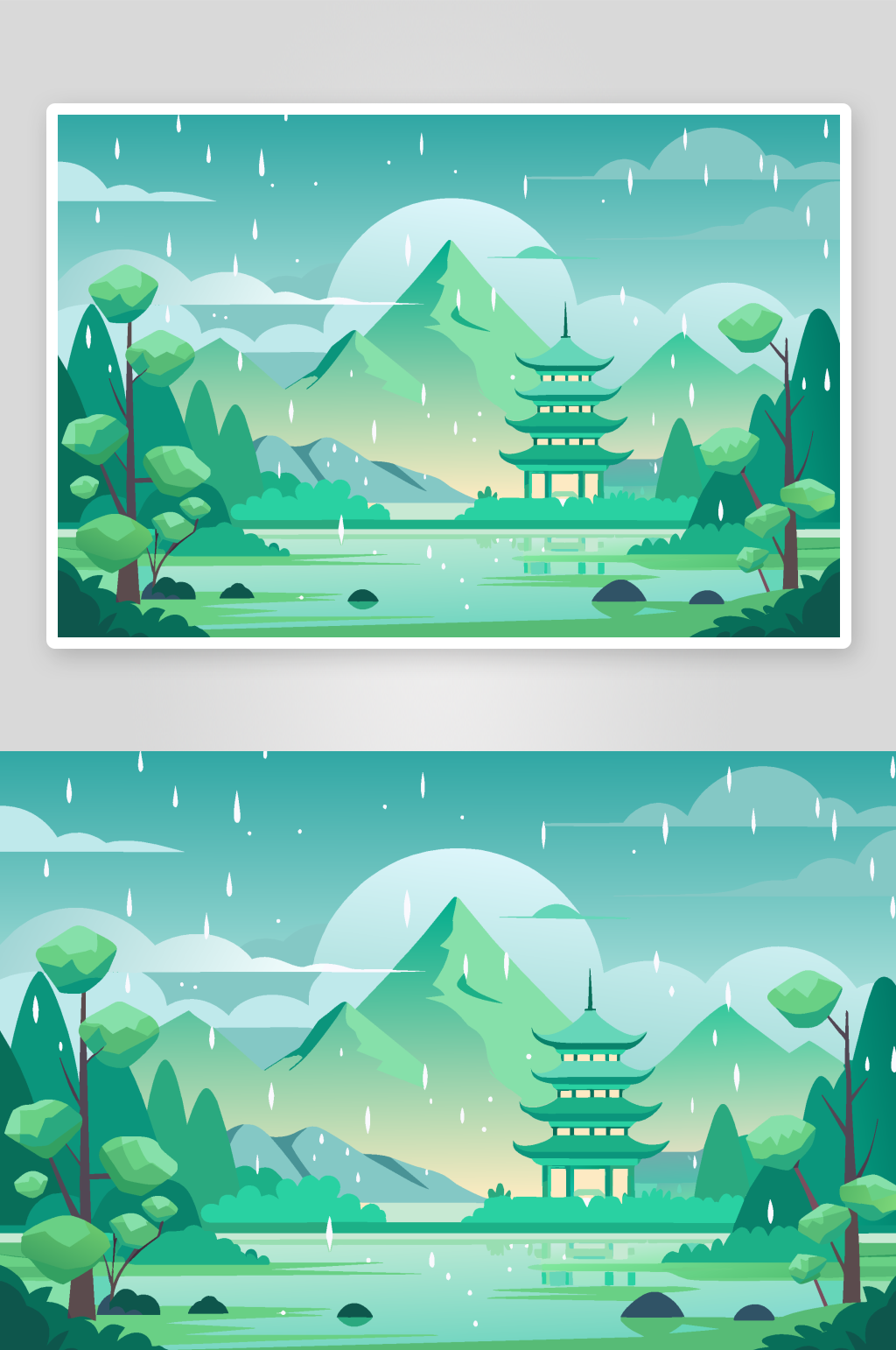 简约春天植物插画素材图背景素材