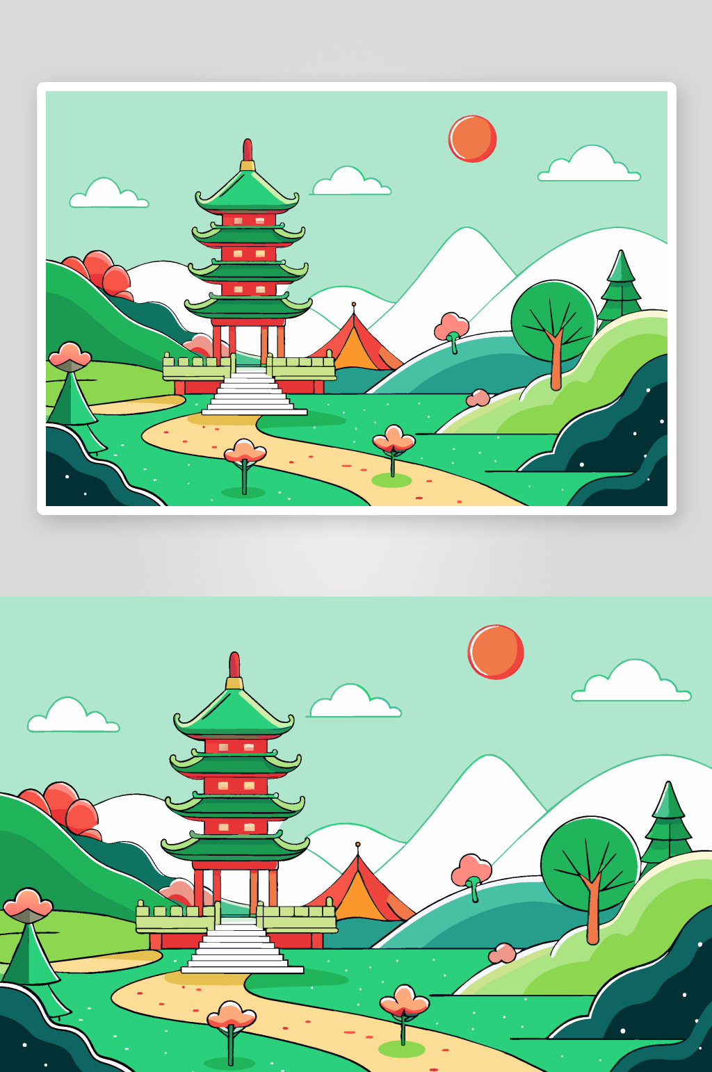 春天植物插画素材图背景素材