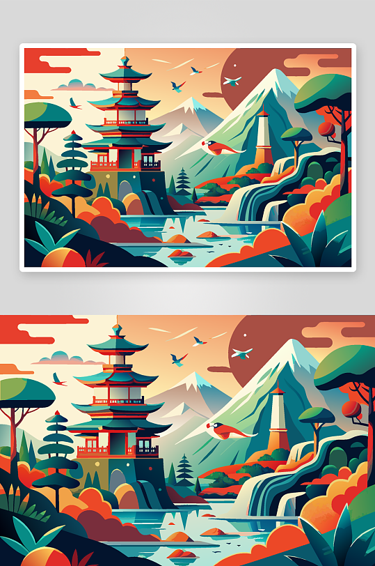 春天植物插画素材图背景