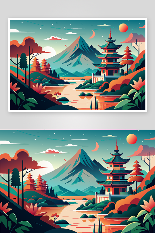 春天植物插画素材图背景