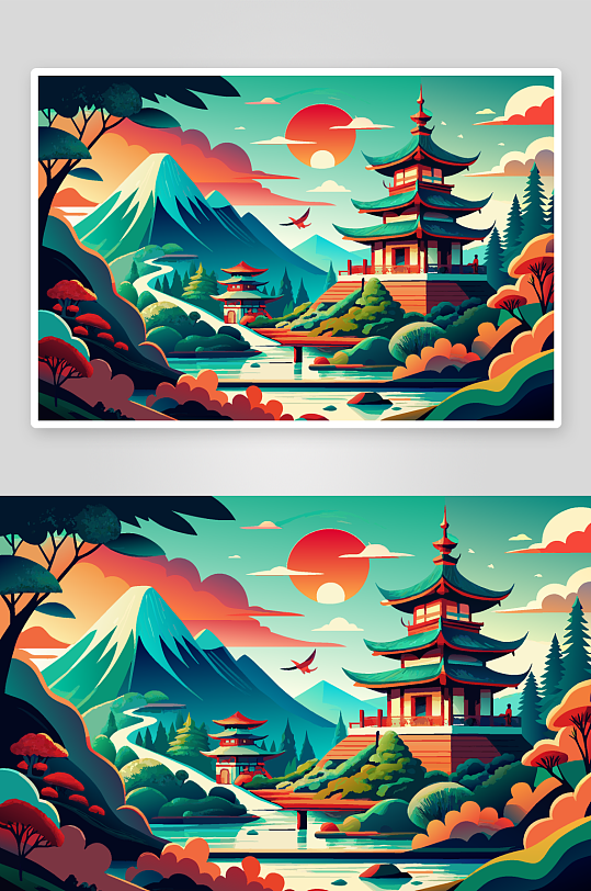 春天植物插画素材图背景