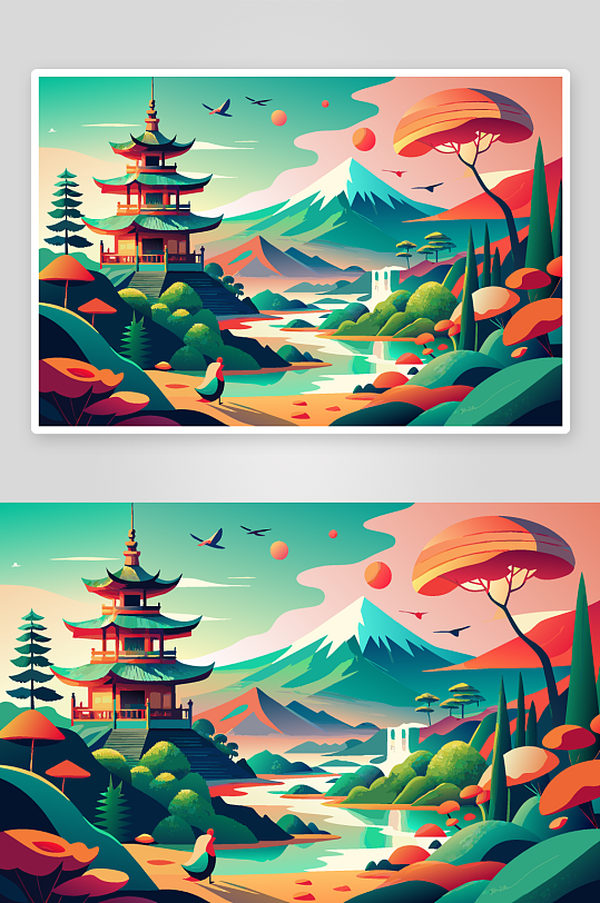 春天植物插画素材图背景