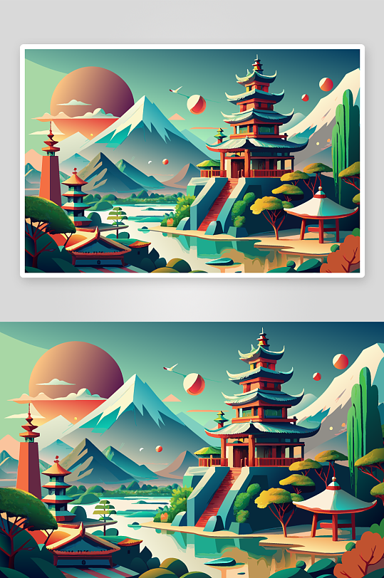 春天植物插画素材图背景