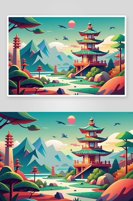 春天植物插画素材图背景
