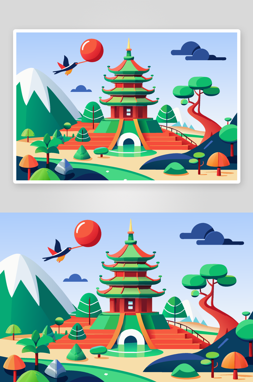 春天植物插画素材图背景素材