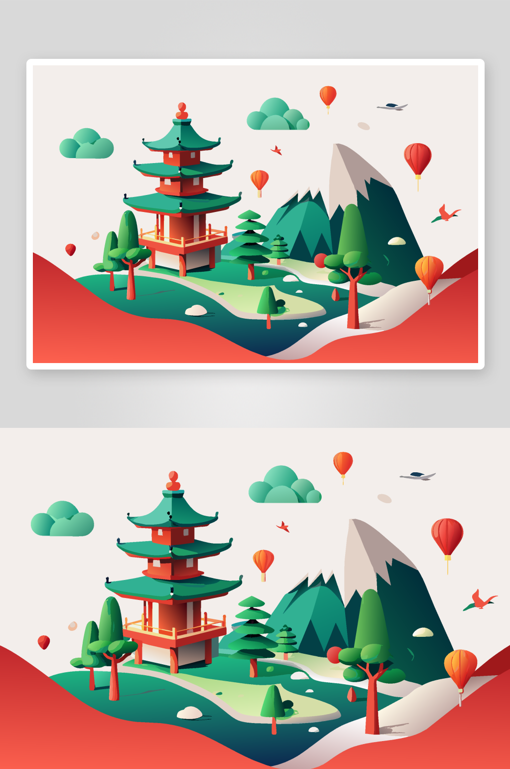 春天植物插画素材图背景素材