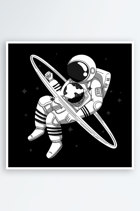可爱卡通手绘人物宇航员插画