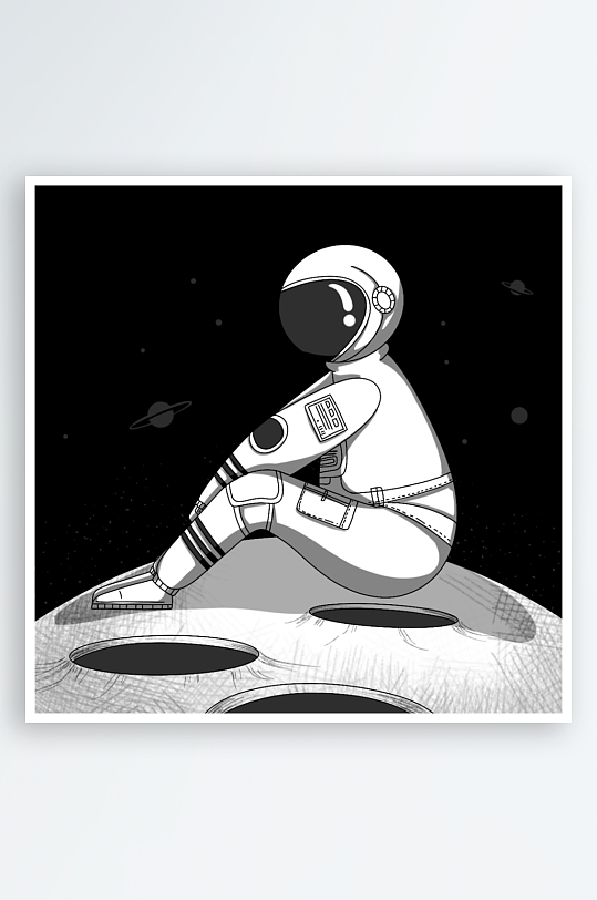 可爱卡通手绘人物宇航员插画