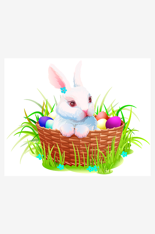 矢量卡通手绘复活节兔子彩蛋插画