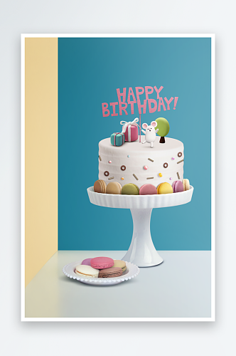 奶油蛋糕礼物甜品卡通儿童纸杯美食海报