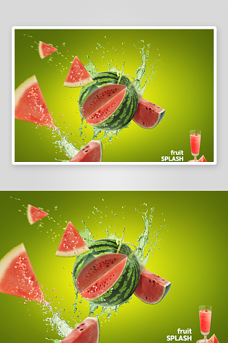 卡通夏季冰凉冰饮创意营养果汁水果海报效果