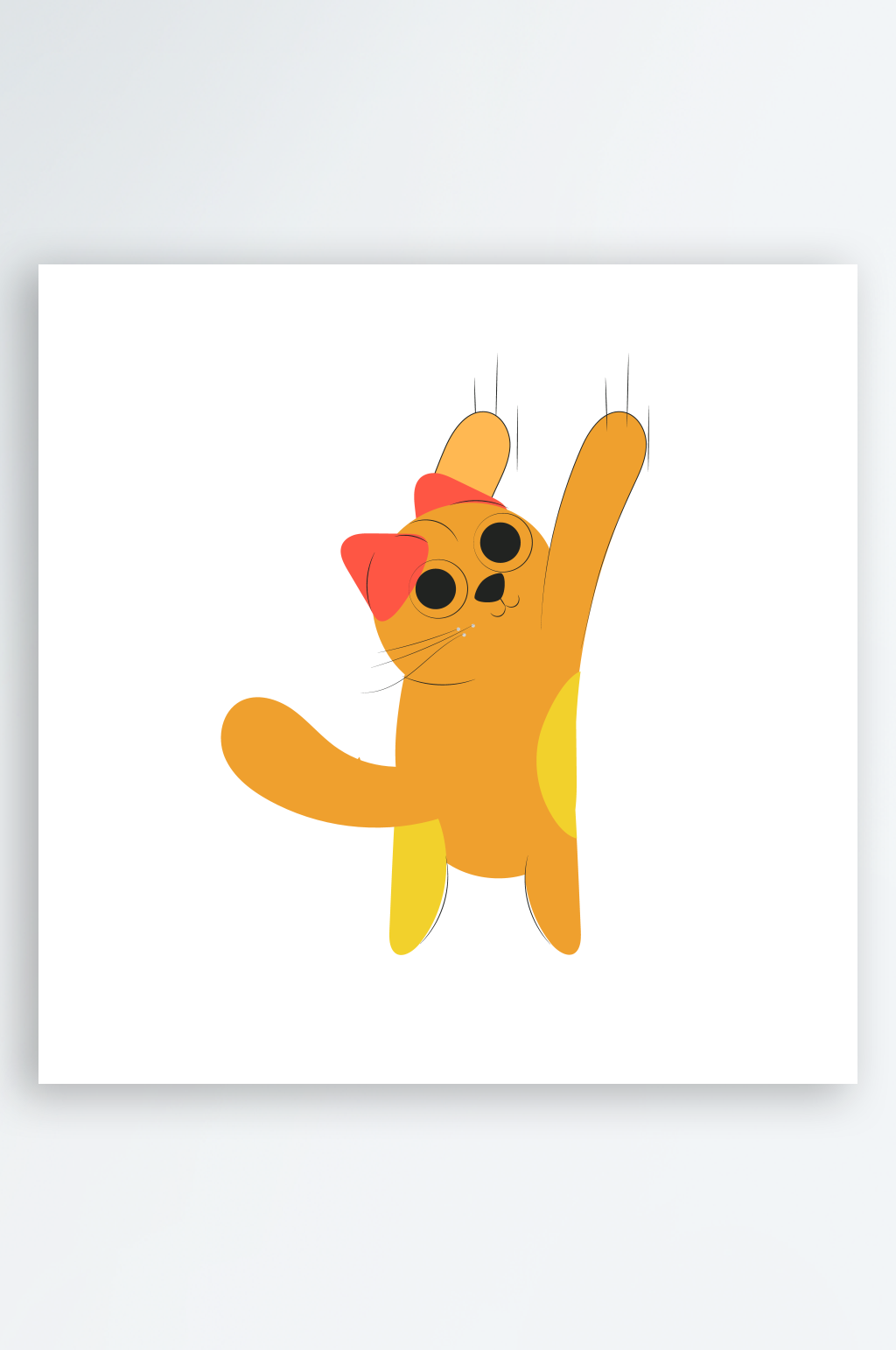 卡通猫咪咪简笔画插画素材