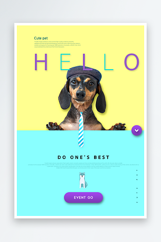 卡通可爱宠物店狗狗猫咪简约海报素材