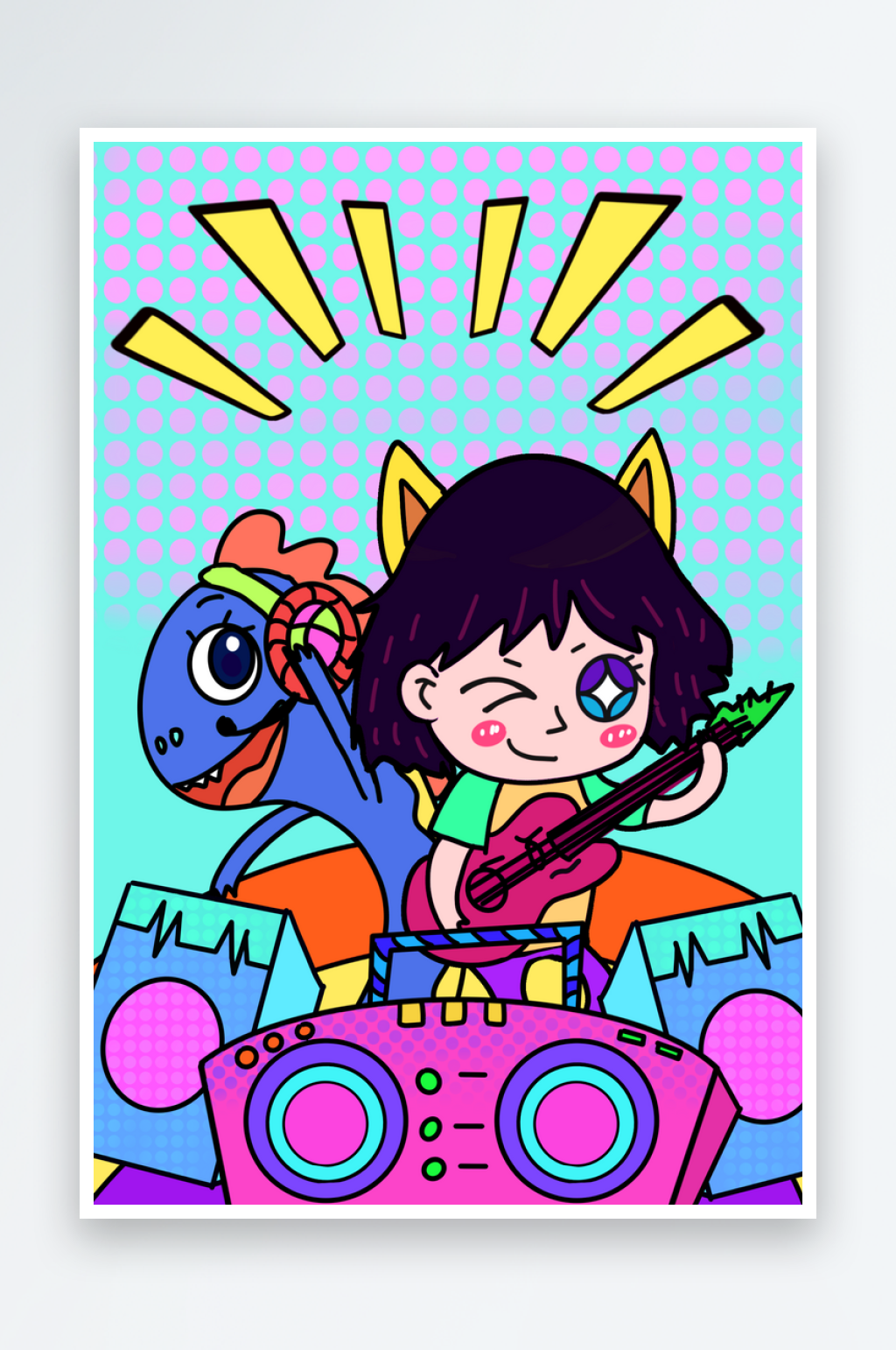 波普风涂鸦蒸汽波抽象插画手绘海报素材