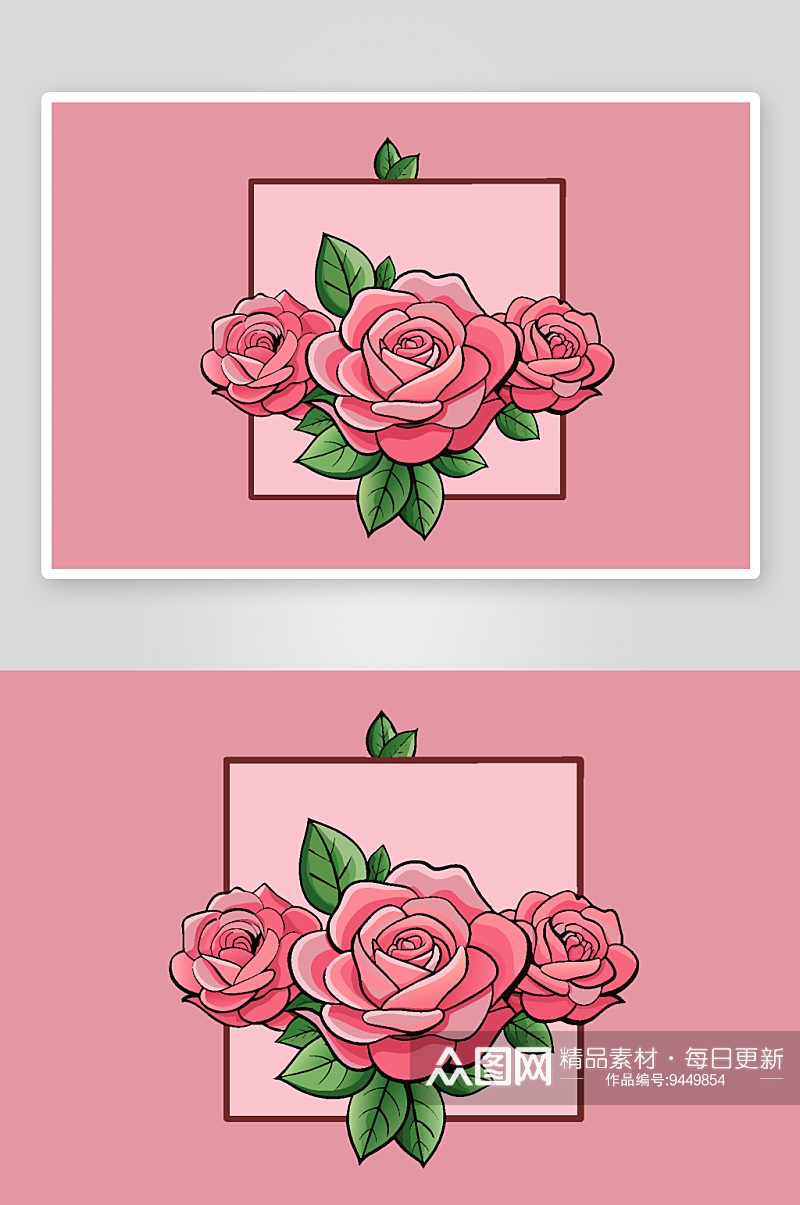 粉色花朵边框背景素材图素材