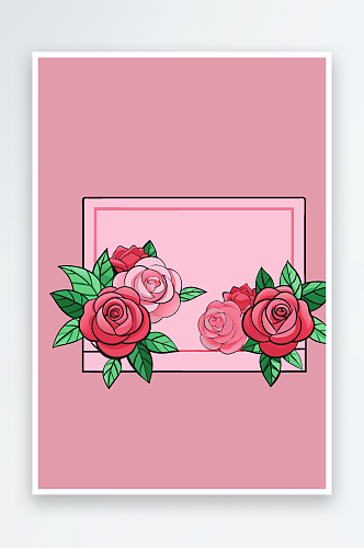 粉色花朵边框背景素材图