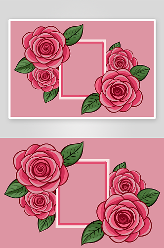 简约粉色花朵边框背景素材图