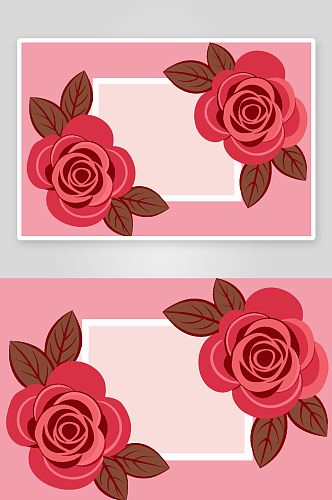 简约粉色花朵边框背景素材图