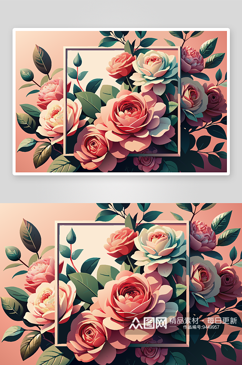 粉色花朵边框背景素材图素材