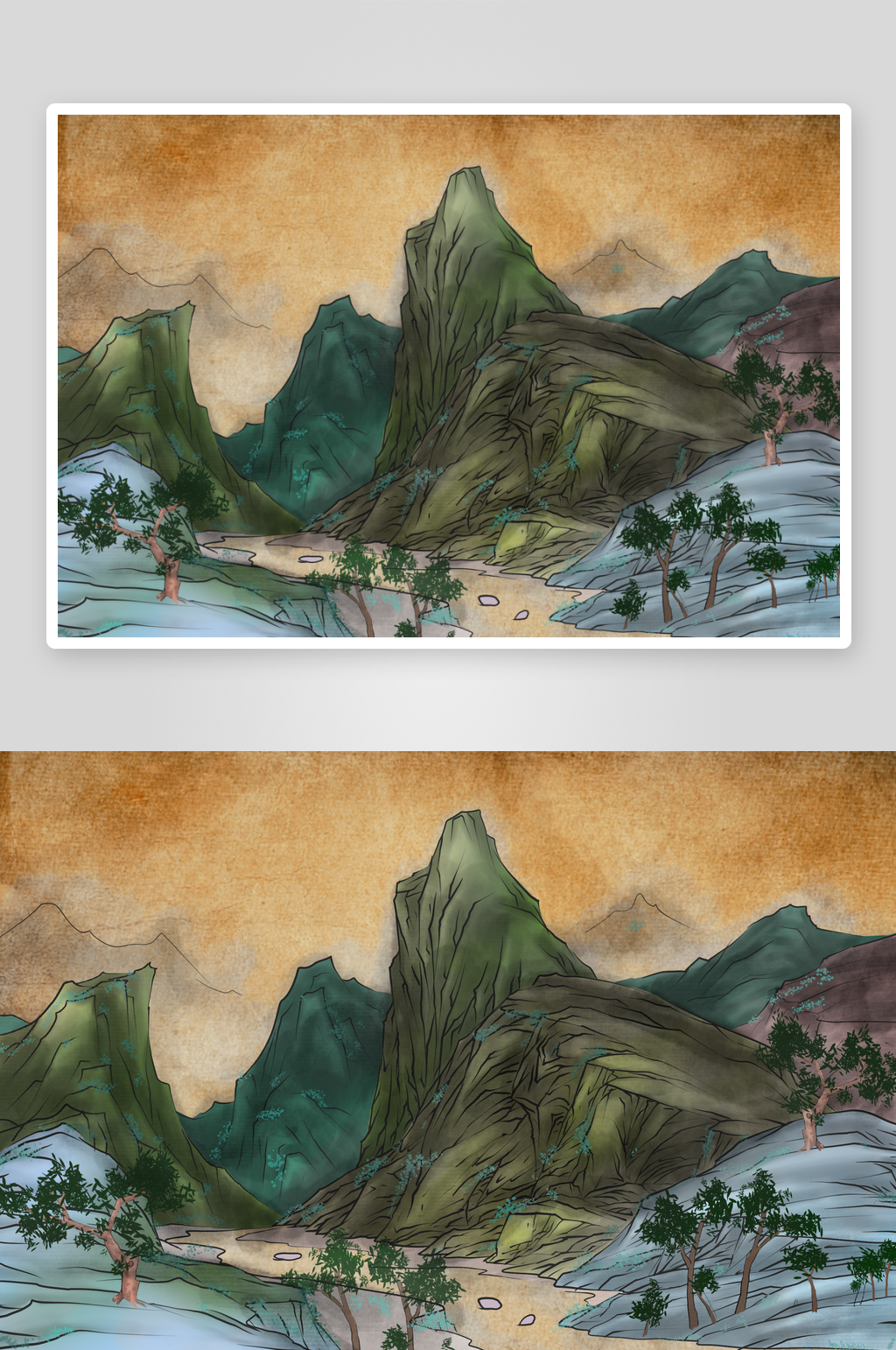 水墨山水风景画装饰画素材