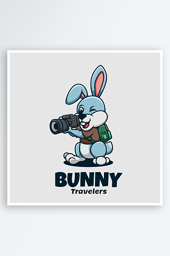 矢量卡通摄影师兔子logo标志