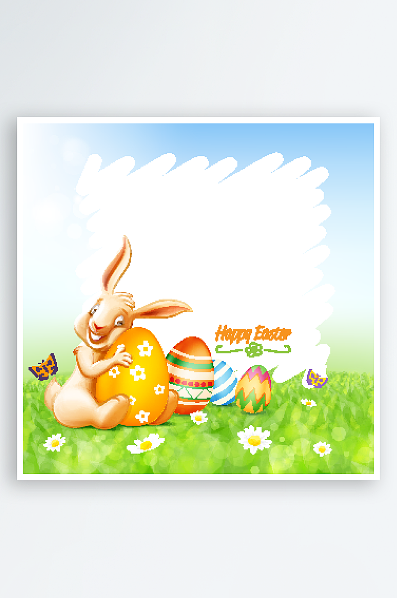 卡通可爱复活节兔子彩蛋素材