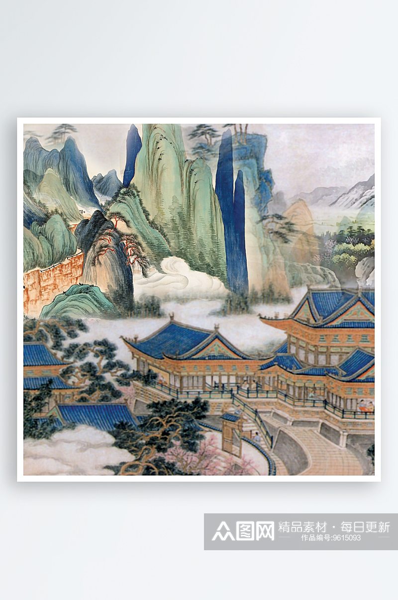 中国风山脉风景画素材