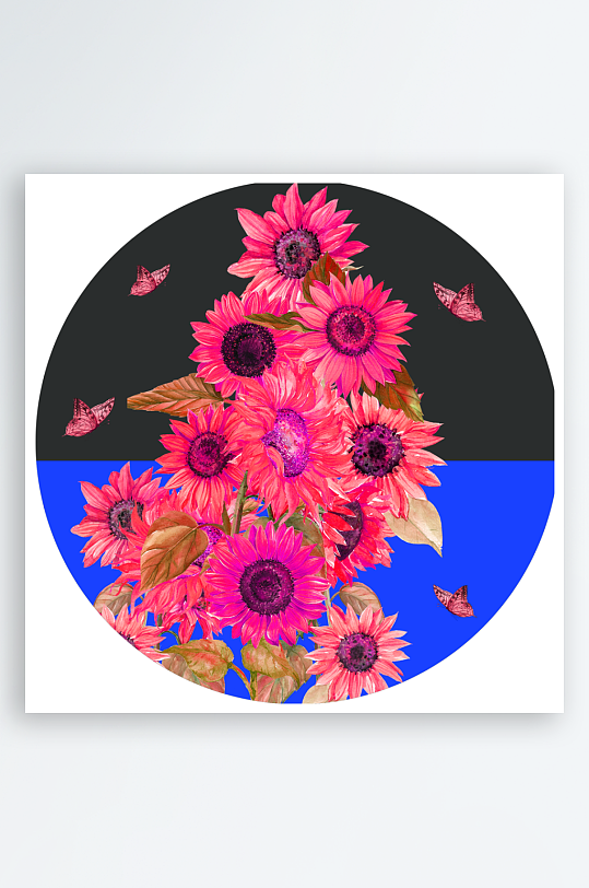 唯美花卉艺术圆形挂画