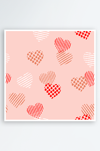 爱心情人节无缝底纹花纹背景图案AI矢量
